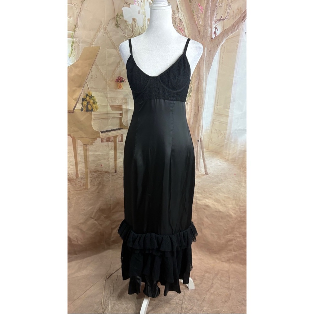 NEW BROCK Quirinale Woven Dress Black Ruffle Midi Dress - Picture 4 of 16